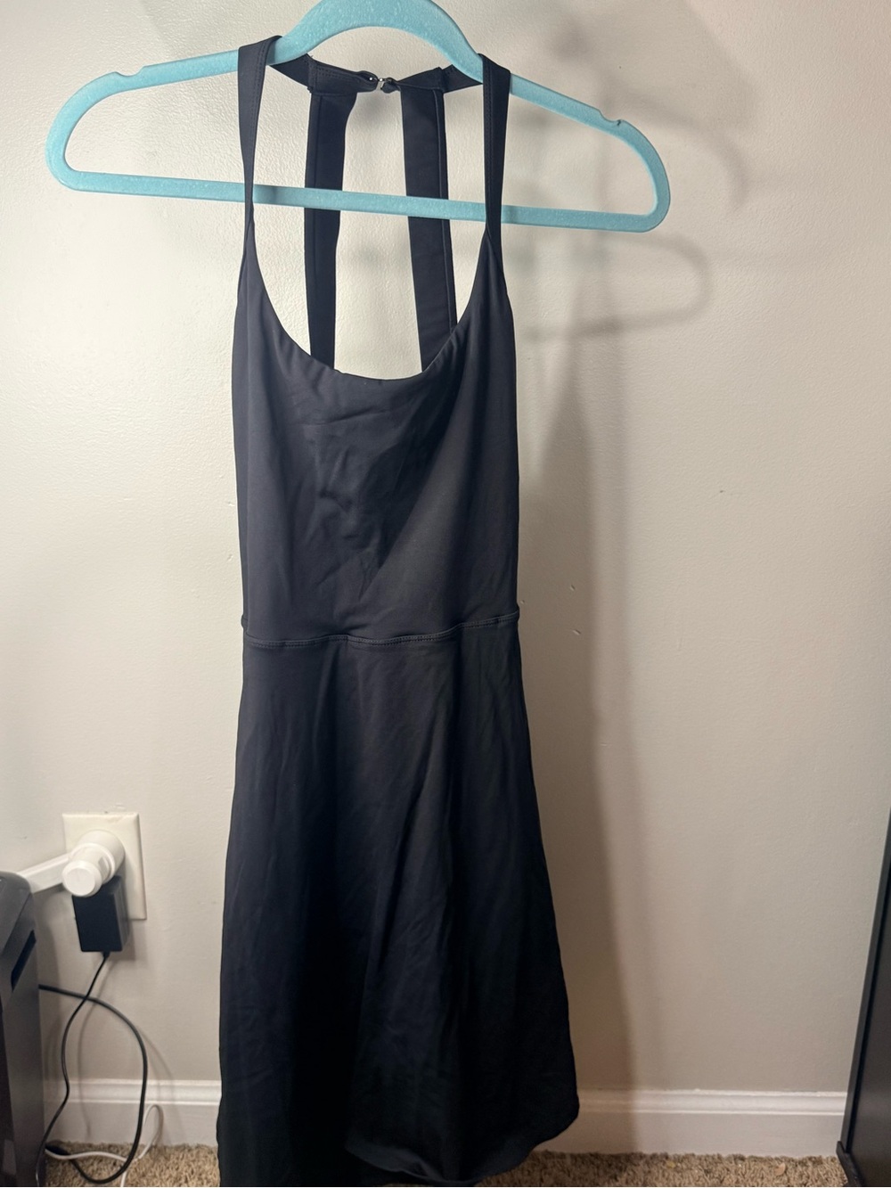HALARA Black Halter Mini Dress with Strappy Back